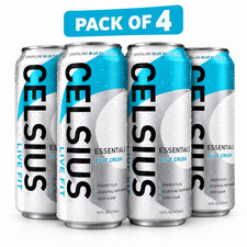 CELSIUS Essentials Blue Crush Energy Drink Blue Raspberry 16 fl oz 4 Cans picture
