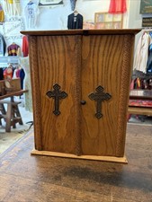 Antique Catholic Last Rites Viaticum Cabinet Vintage New Interior Fabric AR1 picture