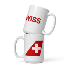 Swiss Air Lines Aviation Mug 15 oz Travel Souvenir Plane Coffee Cup Gift picture
