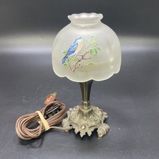 Vtg 1920-40s Hubley Manufacturing Co Westmoreland Frosted Glass/Metal Bird Lamp picture
