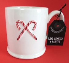 NEW - Old Pottery Company Candy Cane Christmas Mug - Hand Crafted & Painted picture