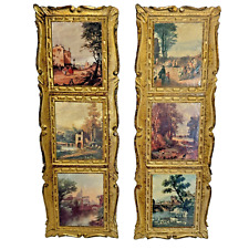 Vintage Italy Wooden Wall Art Hangings Gold Framed Florentine Hollywood Regency  picture