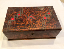 Vintage Wooden Box Geometric Patterned Finish, Rectangular, lacquered interior picture
