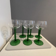 Vintage Luminarc Emerald Green Wine Glasses X6 France Stems 150ml Rhine Liqueur  picture