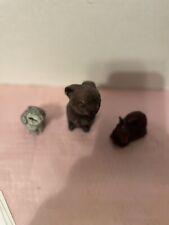 Resin Stone Carved Bunnies Rabbits Set Of 3 White One Is Signed. picture