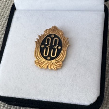 Club 33 Disneyland Gold Logo Lapel Pin Velvet Hinged Case Disney RARE Collector picture