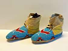 Vintage Native American Indian Moccasins; From Montana; Beaded; 1900 to 1930s picture