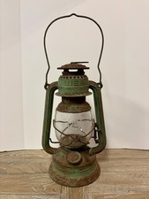 Vintage Nier Feuerhand Nr 270 Logo Embossed Green Hurricane Lantern Pre-WWII picture