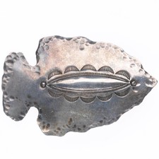 Vintage Navajo sterling silver deep stamped arrowhead pin/brooch picture