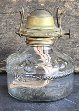 Vintage c.1976 Owens-Illinois Eagle Glass Oil Lamp with Plume & Atwood Burner picture