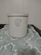 Antique UHL Pottery Co Stoneware Crock Huntingburg Indiana Acorn Ware Mark picture