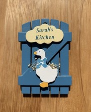 Vintage Sarah’s Kitchen Silly Goose Blue Wood Cottage RUSS Refrigerator Magnet picture