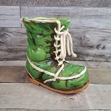 Vintage INARCO Green Boot Shoe Planter Vase MCM Japan picture