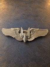 Rare WWII USAAF Bombardier Wings Sterling Silver 3.25” Oversized Military Badge picture