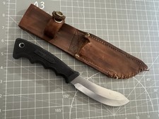 Vintage 80s COLEMAN WESTERN R-14 Skinner Knife Black Rubberized Handle w Sheath picture