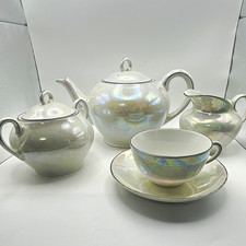 Art Deco Carl Tielsch Altwasser Pearl Lusterware 11pc Tea Set Germany 1920s picture