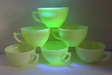 VTG McKee French Ivory Laurel Tea Cups Set of 6 Uranium Custard Glass picture