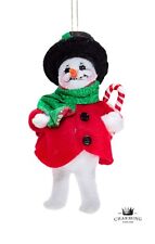Vintage ANNALEE Mobilitee 2017 Snowman w/ Candy Cane Artisan Christmas Ornament picture