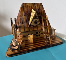 VTG Mid Century Handcrafted Wooden Miniature Log Cabin Details Excellent Poland  picture