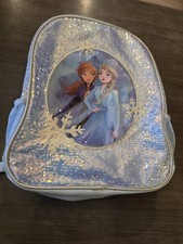 RARE Disney Frozen 2 Anna & Elsa Blue Sequined LARGE School Backpack  picture