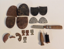 Vintage Cobbler Shoe Repair Lot Tools Wire Spool Downy Gem Random Heels Bearfoot picture
