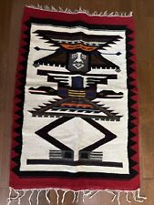 Vintage Hand Loomed Woven Ecuadorian Wool Rug L-38” W-24” Figure Design picture
