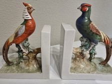 Vintage Ugo Zaccagnini Hand Painted Ceramic Pheasant Bookends picture