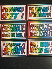 6 Piece Prank Joke Gag Bumper Stickers Decals Rainbow LGBTQ Free Gift  New Sale picture