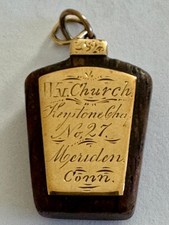 Antique 14k Gold & Dark Hardwood Masonic Mark Master Fob - Wm Church  Meriden CT picture