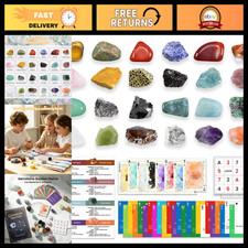 Unique Rock Collection Kit for Kids - 24 Gems, Educational Cards & Geology Book, picture