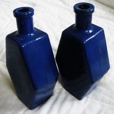 Vtge Hand painted glass bottles 6.5