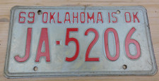 Vintage Original 1969 Oklahoma is OK License Plate Tag #JA-5206 picture