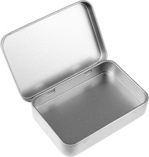 Rectangular Small Metal Box with Lid Hinged Tin Box Container with Lid Portable picture
