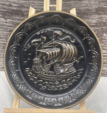 3 Vintage Brass Embossed Nautical Ships Wall Decor. Beautiful Above Antique Bed picture