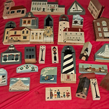 29 Piece Cat's Meow Village Hand Painted Signed Taber Coastal Village Lot picture
