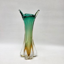 Beautiful Murano Italian Sommerso green glass vase picture