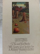 Thanksgiving  Merry Thanksgiving Country Farm House With Pumpkin Patch 1907-1915 picture