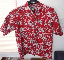 Vintage REYN SPOONER RED BABY BLUE FLOWERS Button up HAWAIIAN SHIRT MEN Size XL picture