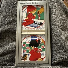 Vtg Circa 1980s Jasco Ceramic Tile Christmas Prayers Boy & Girl Trivets,in Box picture