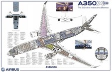 Airbus A350-900   cutaway Poster  24IN X 36IN picture