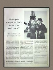 Members New York Stock Exchange retirement Eiffel Tower Vintage Print ad 1960 picture