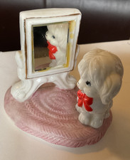 Enesco Collectible Figurine PRETTY puppy dog vanity vain pup in a mirror picture