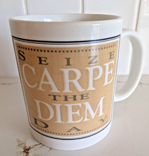 Vintage Linyi China Carpe Diem Mug Seize the Day Coffee Cup 10 oz picture