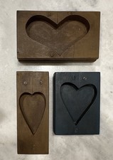 Vintage, Set of 3, Wooden Heart Wall Art, Cottagecore Grannycore Poxy Coated picture