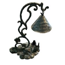 Vintage Wrought Iron Medieval Gothic Witch Hat Snuffer Bell Candle Holder Lamp picture