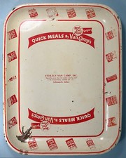 1940's Van Camp's Pork & Beans Tin Advertising Tray Chili Catsup Beanee Weenee picture