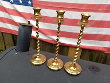SET OF 3 BRASS SPIRAL TAPER CANDLE HOLDERS 10