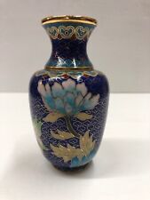 Vintage Antique Blue Asian  Floral Cloisonné Peony Enamel Flower l Vase picture