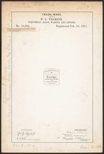 W S Thomson Karilpa Trademark Registration 1891 Perfume Soaps Lotions picture