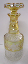 Vintage Amber and Clear Heavy Crystal or Cut Glass Decanter picture